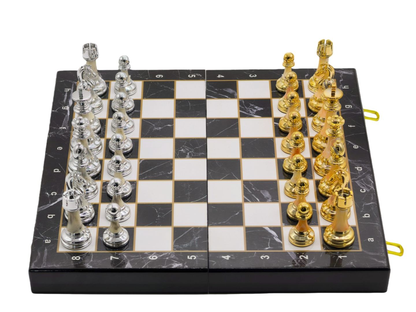 Premium Gold & Silver Weighted Marble Chess Set