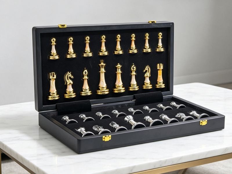 Premium Gold & Silver Weighted Marble Chess Set