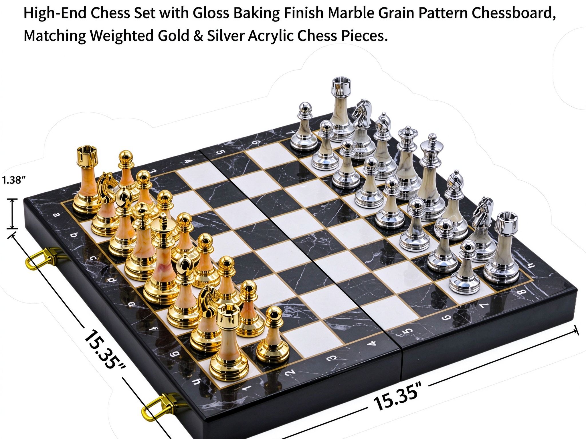 Premium Gold & Silver Weighted Marble Chess Set