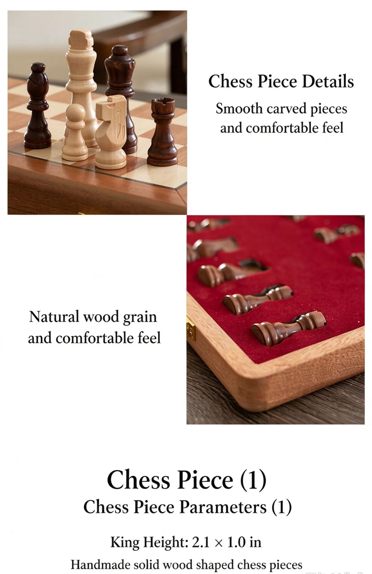 Classic Handmade Solid Wood Magnetic Chess Set