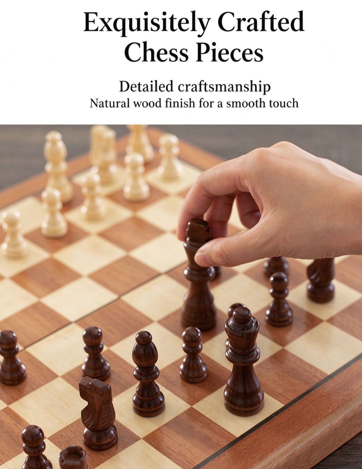 Classic Handmade Solid Wood Magnetic Chess Set