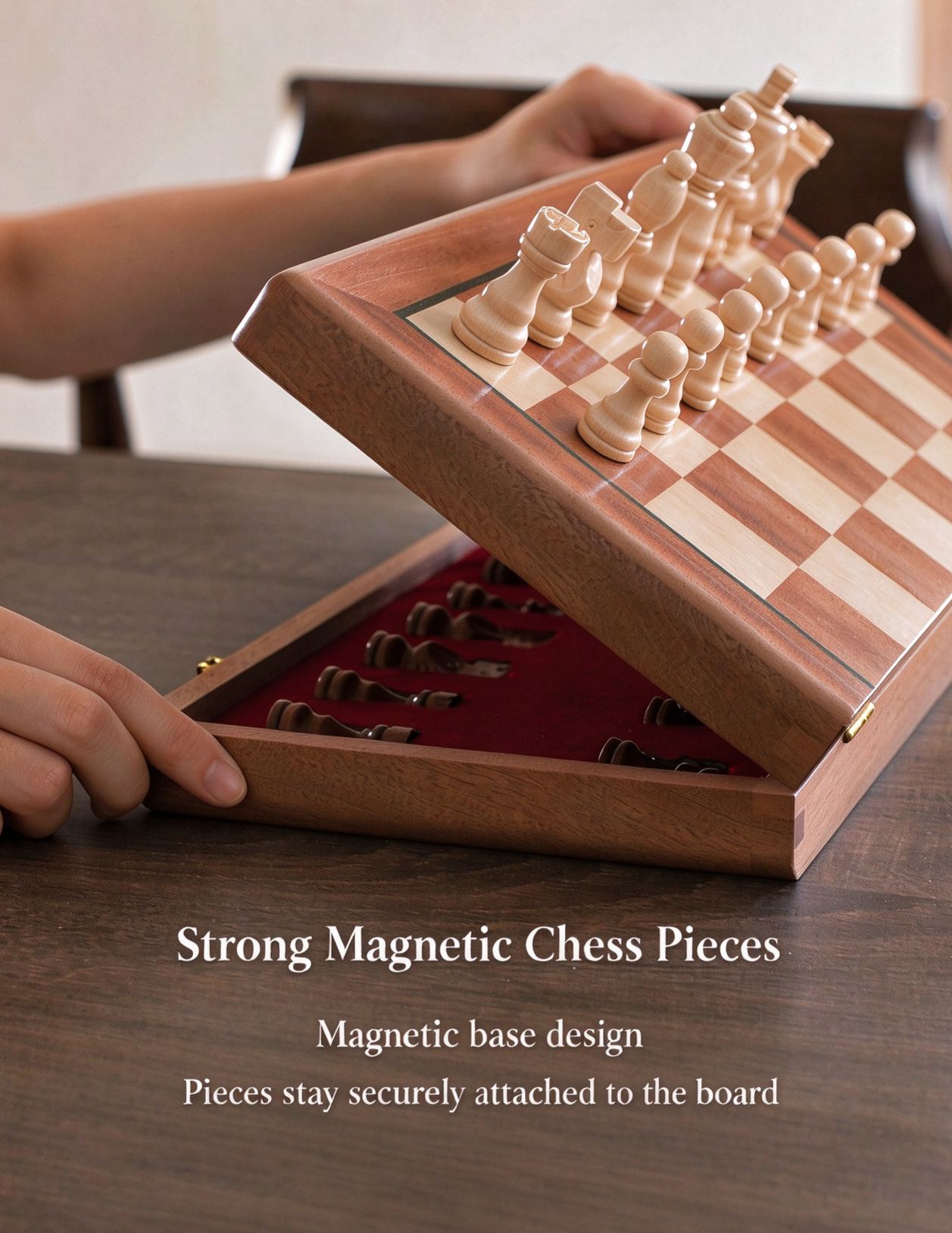 Classic Handmade Solid Wood Magnetic Chess Set