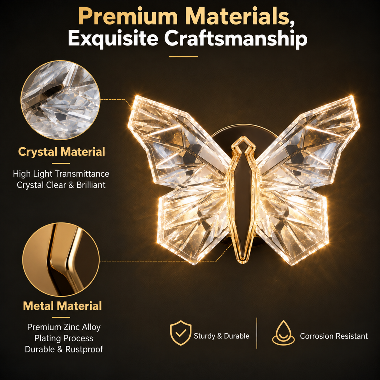 🦋 Crystal Butterfly Wall Light