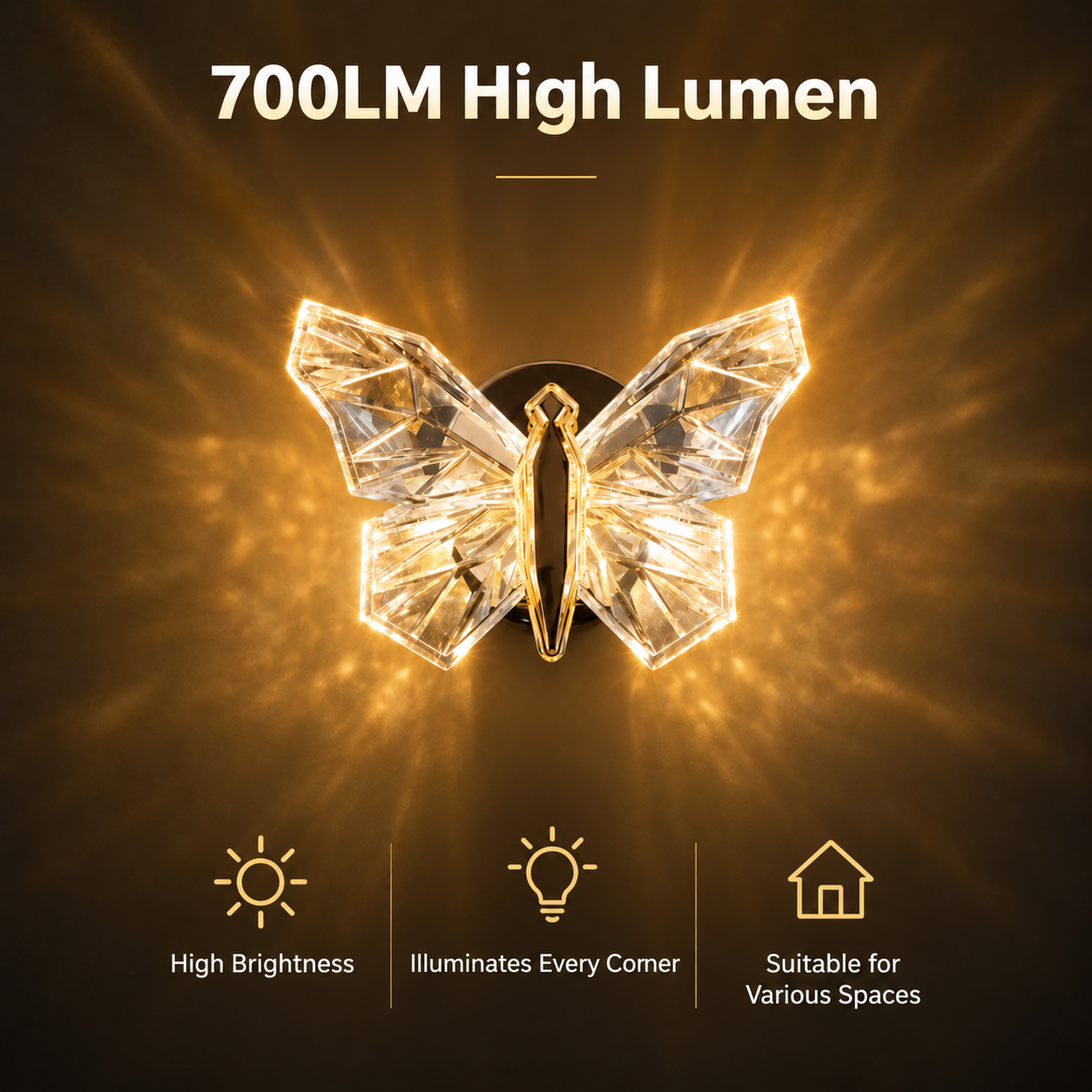 🦋 Crystal Butterfly Wall Light