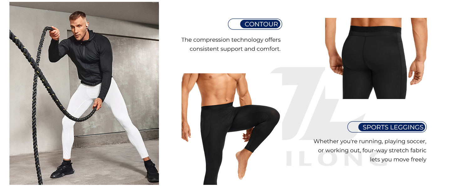TAILONG Mens Compression Pants - Tights Leggings Athletic Base Layer Workout Pants for Running Yoga Football