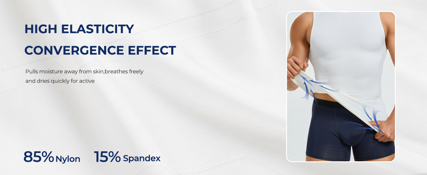 Mens Compression Shirt Seamless Slimming Undershirt for Tummy Control & Gynecomastia Hide Chest Bulge Body Shaper