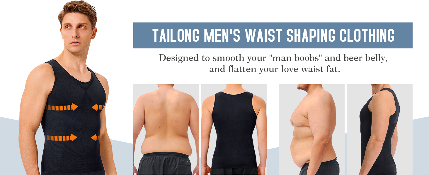2 Pack Compression Shirt Men Body Shaper Slimming Shirt Tank Top Shapewear Tummy Control Vest