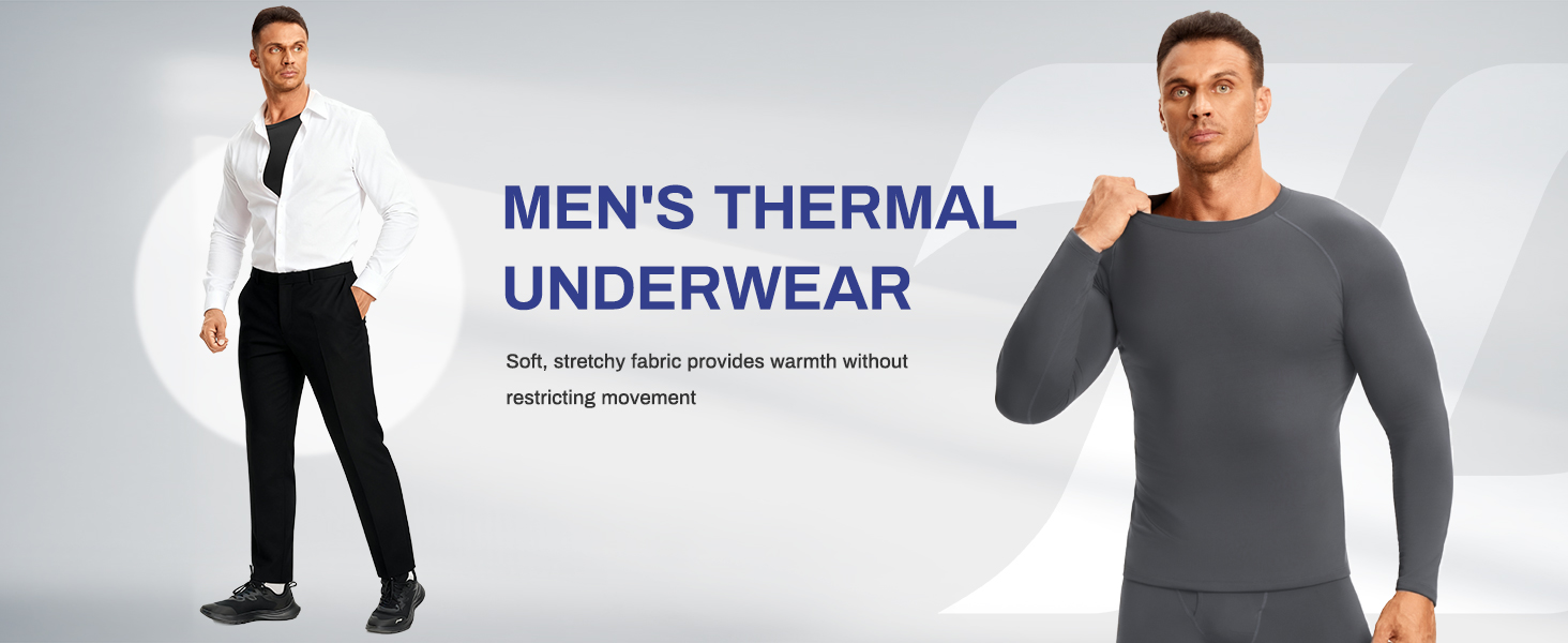 Thermal Underwear for Men - Long Johns with Fleece Lined Base Layer Cold Weather Hunting Gear Top Bottom