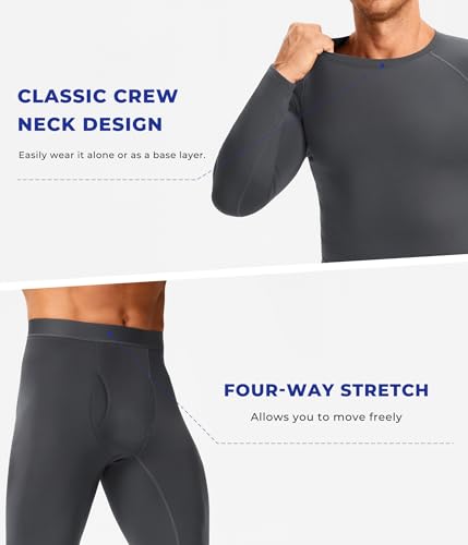 Thermal Underwear for Men - Long Johns with Fleece Lined Base Layer Cold - image 5