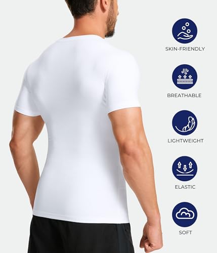 TAILONG Short Sleeve Compression Shirt Men Shapewear Slimming Undershirt - image 6