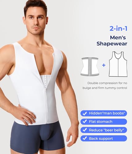 Men Compression Shirt for Body Slimming Tank Top Shaper Tight Undershirt - image 3