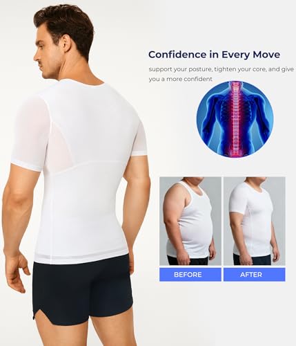 Short Sleeve Compression Shirt Men - Shapewear Slimming Body Shaper Tank - image 5