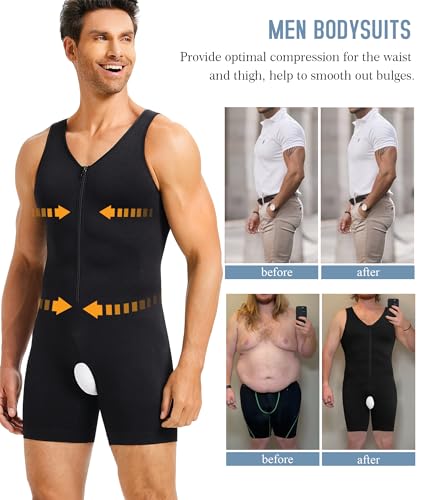 TAILONG Mens Bodysuit Shapewear for Tummy Control Gynecomastia Compression - image 3