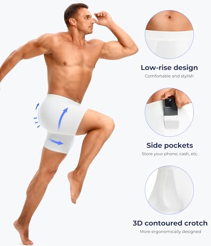 TAILONG Men's Compression Shorts with Side Pocket, Breathable Mesh Running - image 4