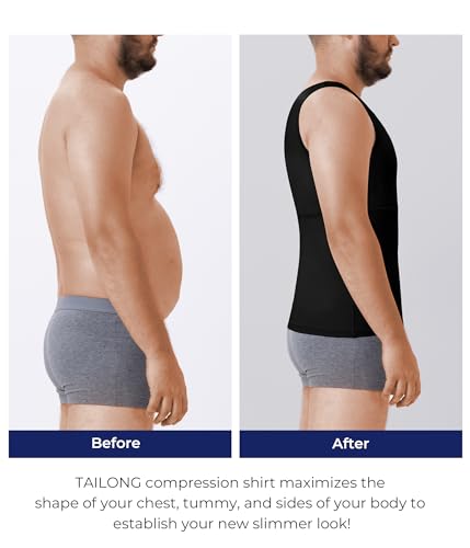 TAILONG Compression Shirts for Men Slimming Body Shaper Vest Tank Top - image 6