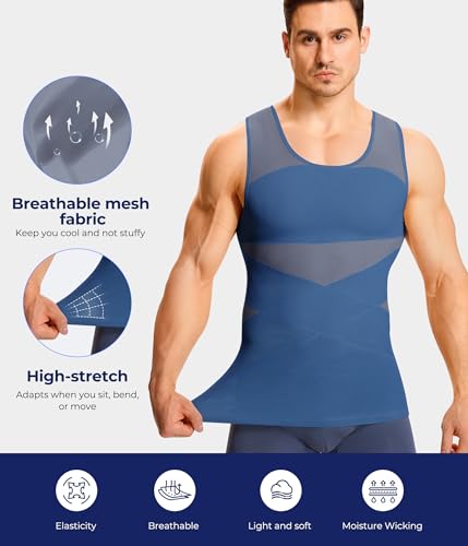 TAILONG Men's Compression Shirt for Body Shaper Slimming Vest Tight Tummy - image 6