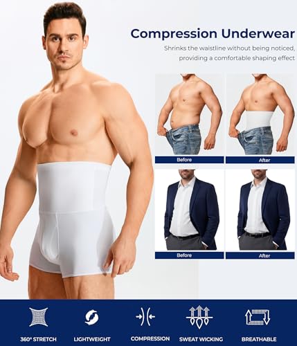 TAILONG Men Tummy Control Shorts High Waist Slimming Underwear Body Shaper - image 3