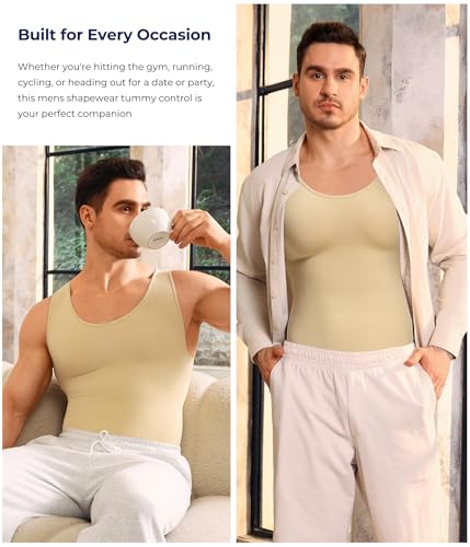 TAILONG Mens Shapewear Tummy Control Bodysuit Sleeveless Compression Shirts - image 6