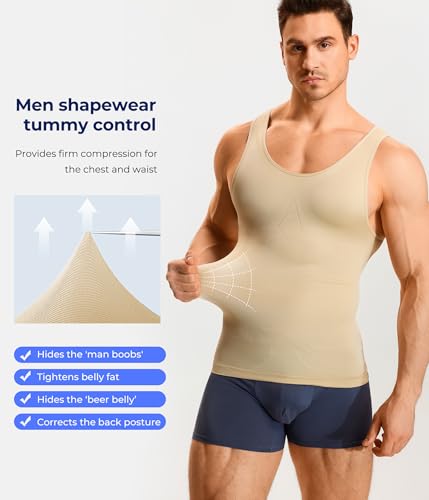 Compression Shirts for Men Shapewear Slimming Body Shaper Waist Trainer - image 4