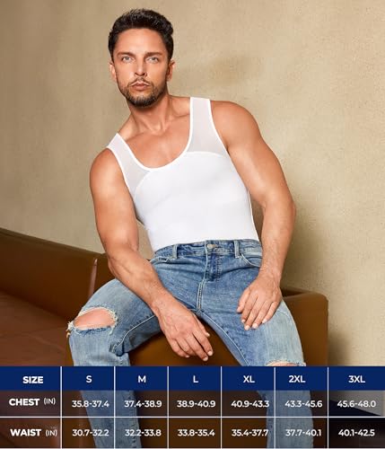 Compression Shirt Men Shapewear Slimming Body Shaper Vest Workout Tank Top - image 7