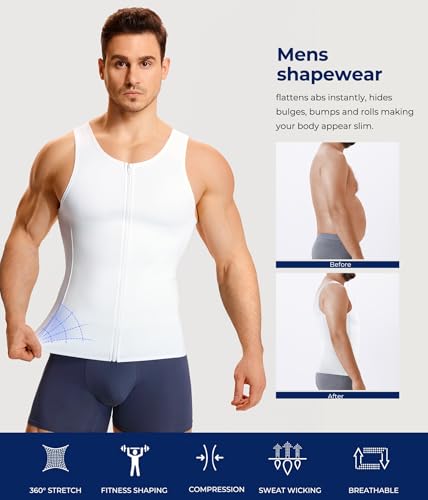 Men Compression Shirt for Body Slimming Tank Top Shaper Tight Undershirt - image 5