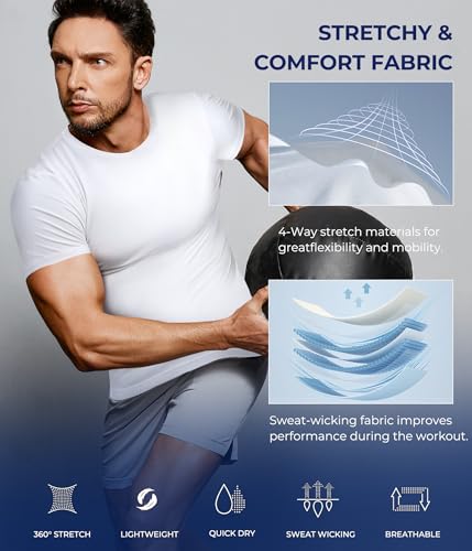 TAILONG Short Sleeve Compression Shirt Men Shapewear Slimming Undershirt - image 7