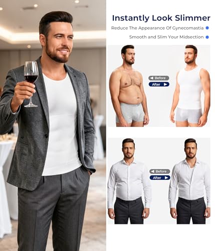 TAILONG Compression Shirt Men Shapewear - Instant Slimming Undershirt for - image 5