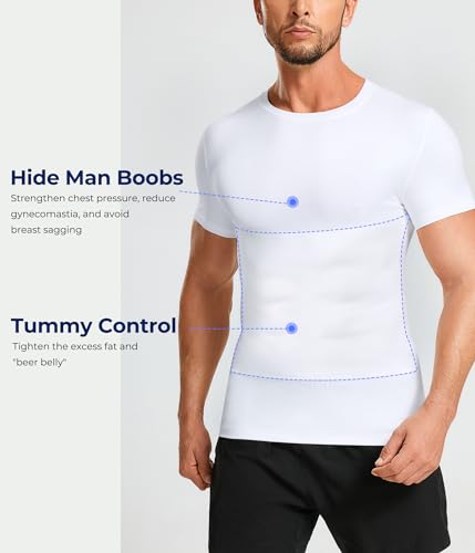 TAILONG Short Sleeve Compression Shirt Men Shapewear Slimming Undershirt - image 5