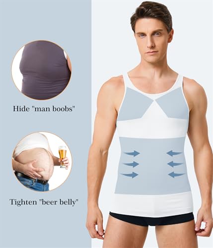 TAILONG 2 Pack Compression Shirt Men Slimming Body Shaper Vest Compression - image 4