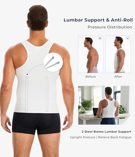 Men's Compression Shirt - Shapewear Slimming Undershirt Tummy Control & - image 4