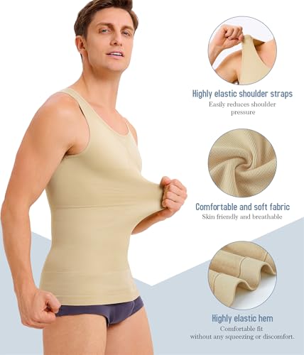2 Pack Compression Shirt Men Body Shaper Slimming Shirt Tank Top Shapewear - image 3