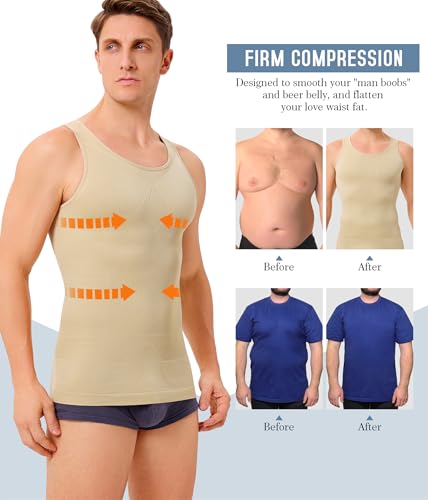 2 Pack Compression Shirt Men Body Shaper Slimming Shirt Tank Top Shapewear - image 4