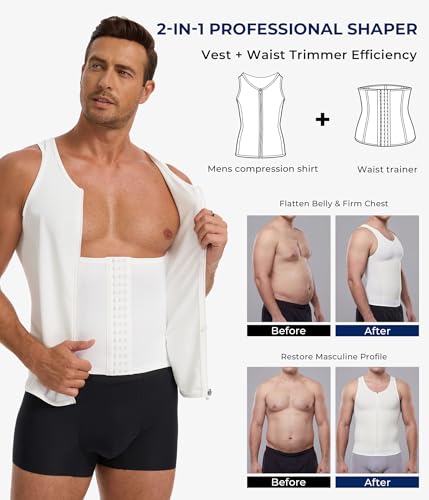 Men's Compression Shirt - Shapewear Slimming Undershirt Tummy Control & - image 3