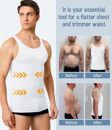 TAILONG 2 Pack Compression Shirt Men Slimming Body Shaper Vest Compression - image 3