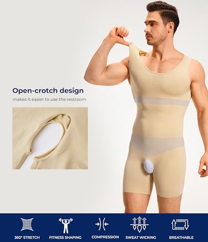 TAILONG Mens Shapewear Tummy Control Bodysuit Sleeveless Compression Shirts - image 4