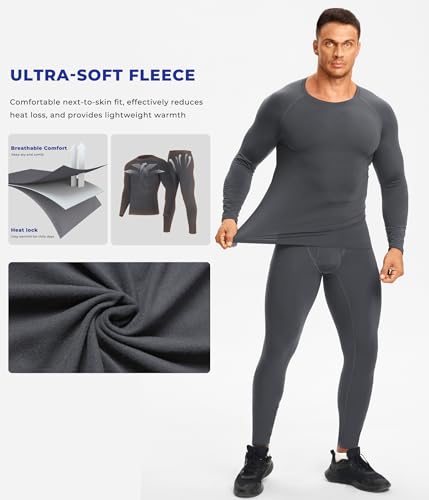 Thermal Underwear for Men - Long Johns with Fleece Lined Base Layer Cold - image 3