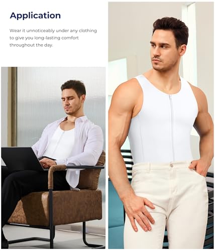 Men Compression Shirt for Body Slimming Tank Top Shaper Tight Undershirt - image 6