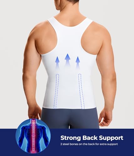Men Compression Shirt for Body Slimming Tank Top Shaper Tight Undershirt - image 4