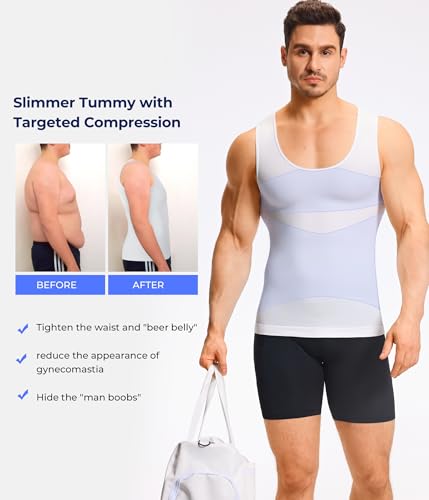 Mens Compression Shirt - Slimming Body Shaper Sleeveless Workout Tank Top - image 3