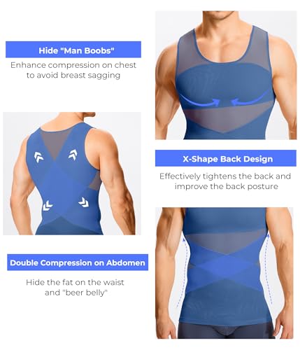 TAILONG Men's Compression Shirt for Body Shaper Slimming Vest Tight Tummy - image 4