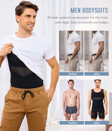 TAILONG Mens Shapewear Tummy Control Full Body Shaper Sleeveless - image 6