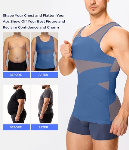 TAILONG Men's Compression Shirt for Body Shaper Slimming Vest Tight Tummy - image 3
