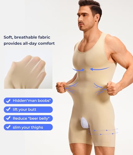 TAILONG Mens Shapewear Tummy Control Bodysuit Sleeveless Compression Shirts - image 3