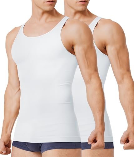 TAILONG 2 Pack Compression Shirt Men Slimming Body Shaper Vest Compression - image 2