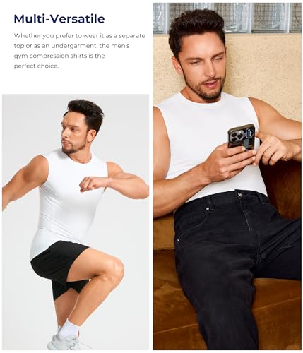 TAILONG 2 Pack Compression Shirt Men - Athletic Base Layer Sleeveless - image 7