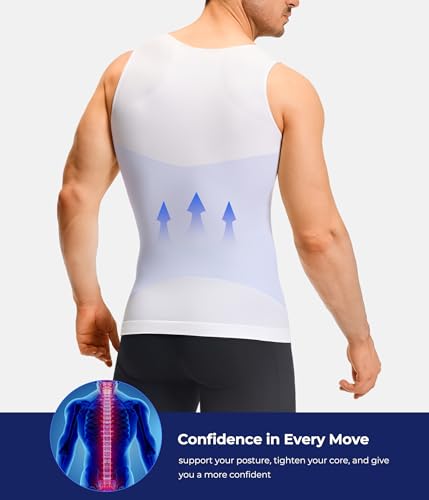Mens Compression Shirt - Slimming Body Shaper Sleeveless Workout Tank Top - image 5