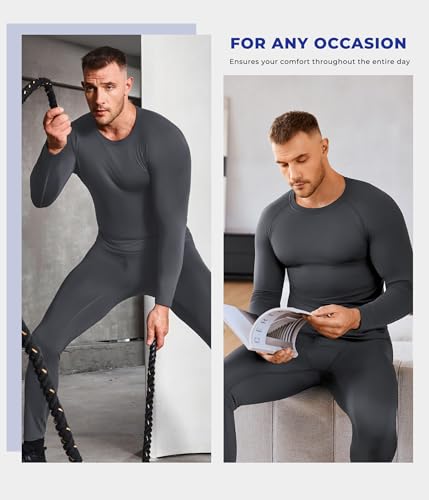 Thermal Underwear for Men - Long Johns with Fleece Lined Base Layer Cold - image 6