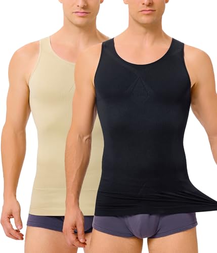 2 Pack Compression Shirt Men Body Shaper Slimming Shirt Tank Top Shapewear - image 2
