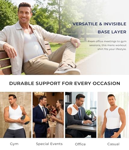Men's Compression Shirt - Shapewear Slimming Undershirt Tummy Control & - image 7