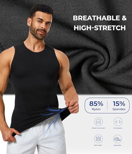 Mens Compression Shirt Seamless Slimming Undershirt for Tummy Control & - image 6